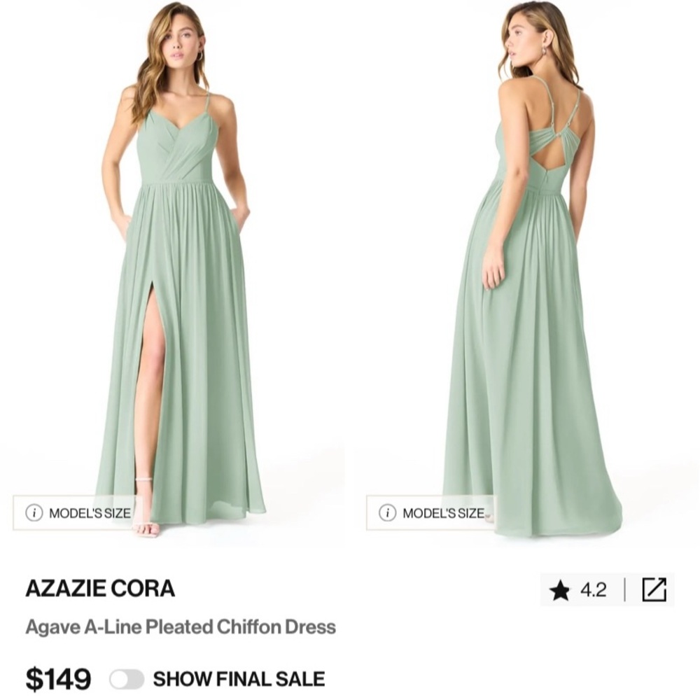 Brand New Azazie Cora Agave Bridesmaid Dress